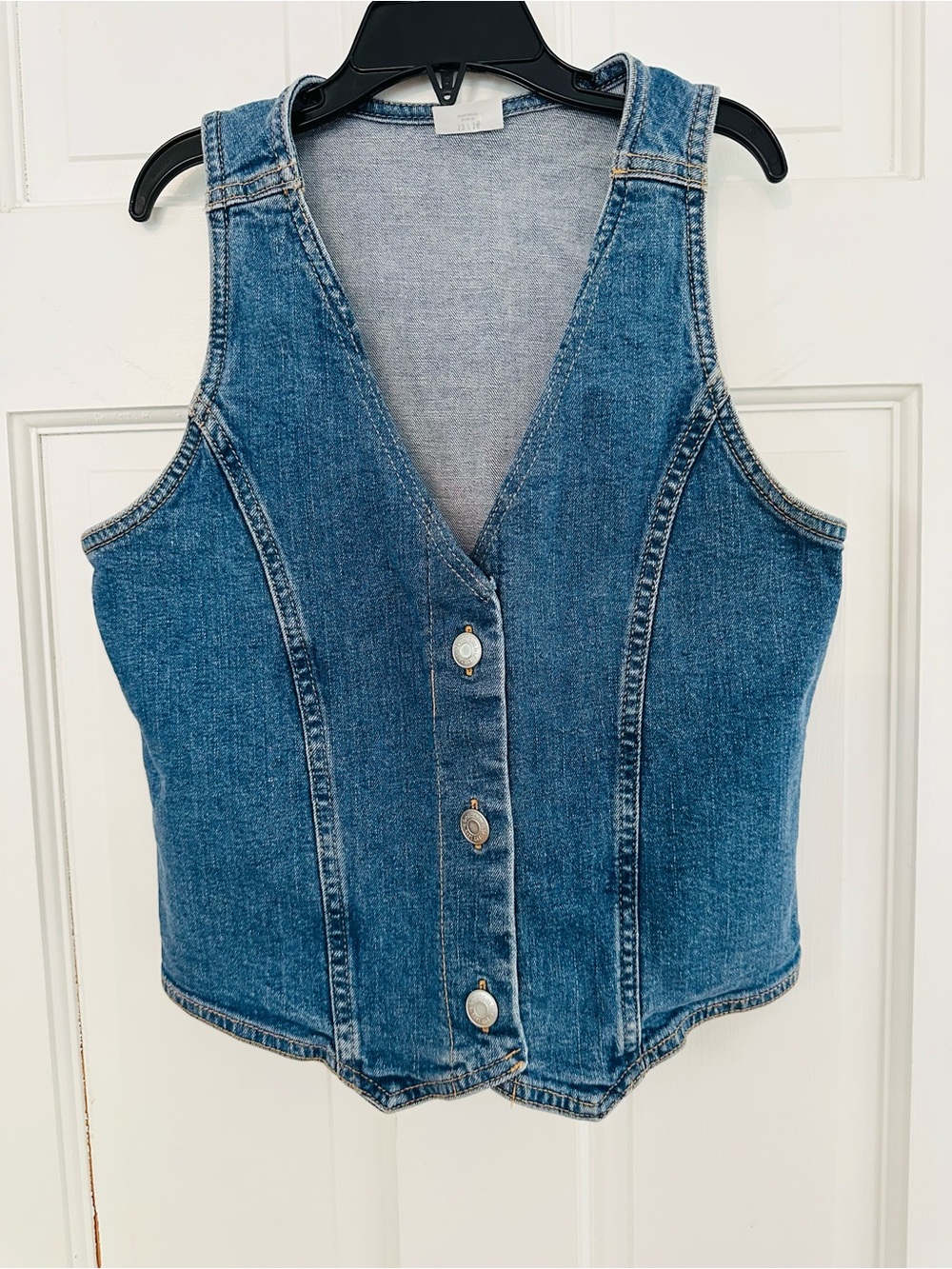 Abercrombie Kids Button-Up Dark Blue Jean Vest Sz 13-14